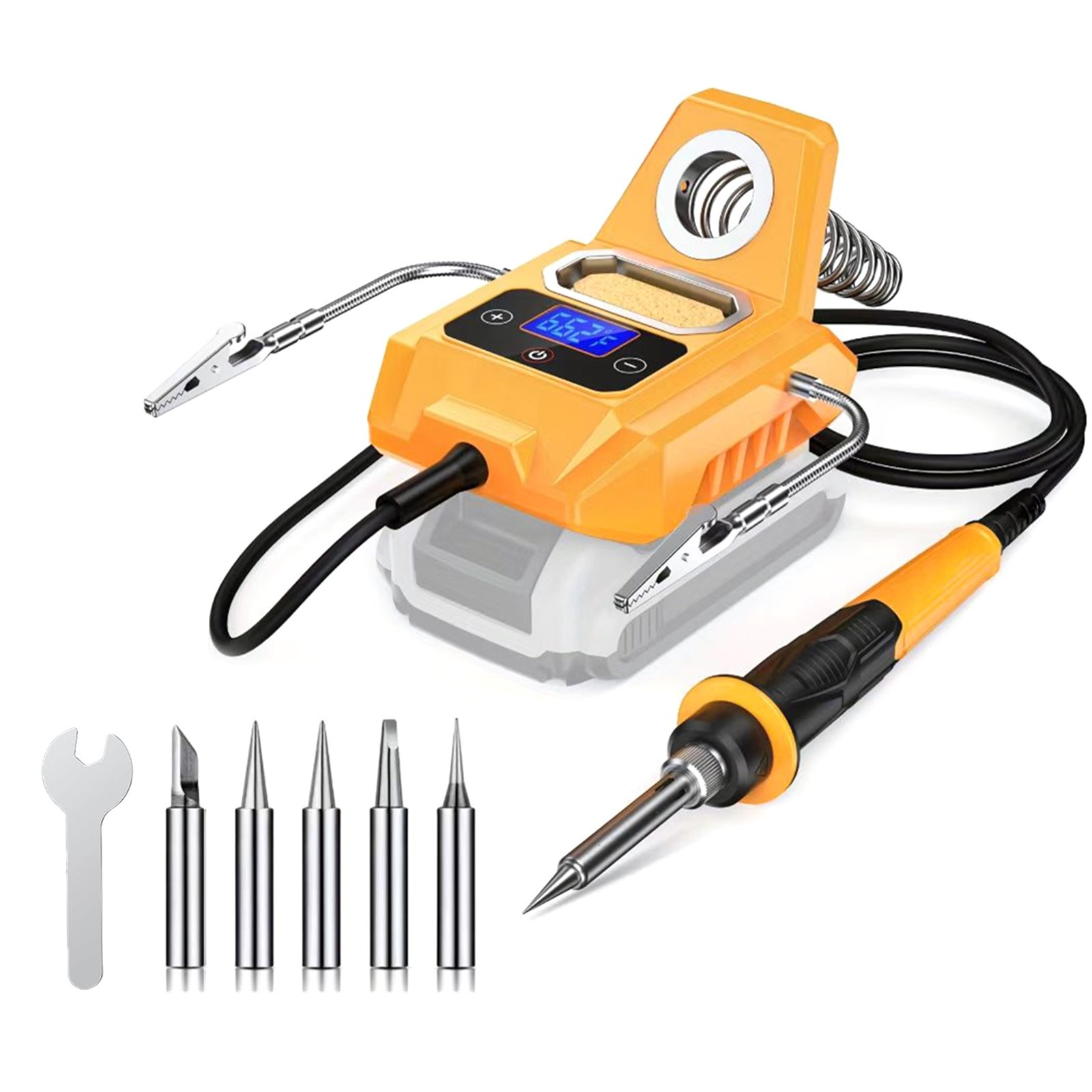60W Cordless Soldering Station w 2 Auxiliary Arms for Dewalt 20V Battery Digital