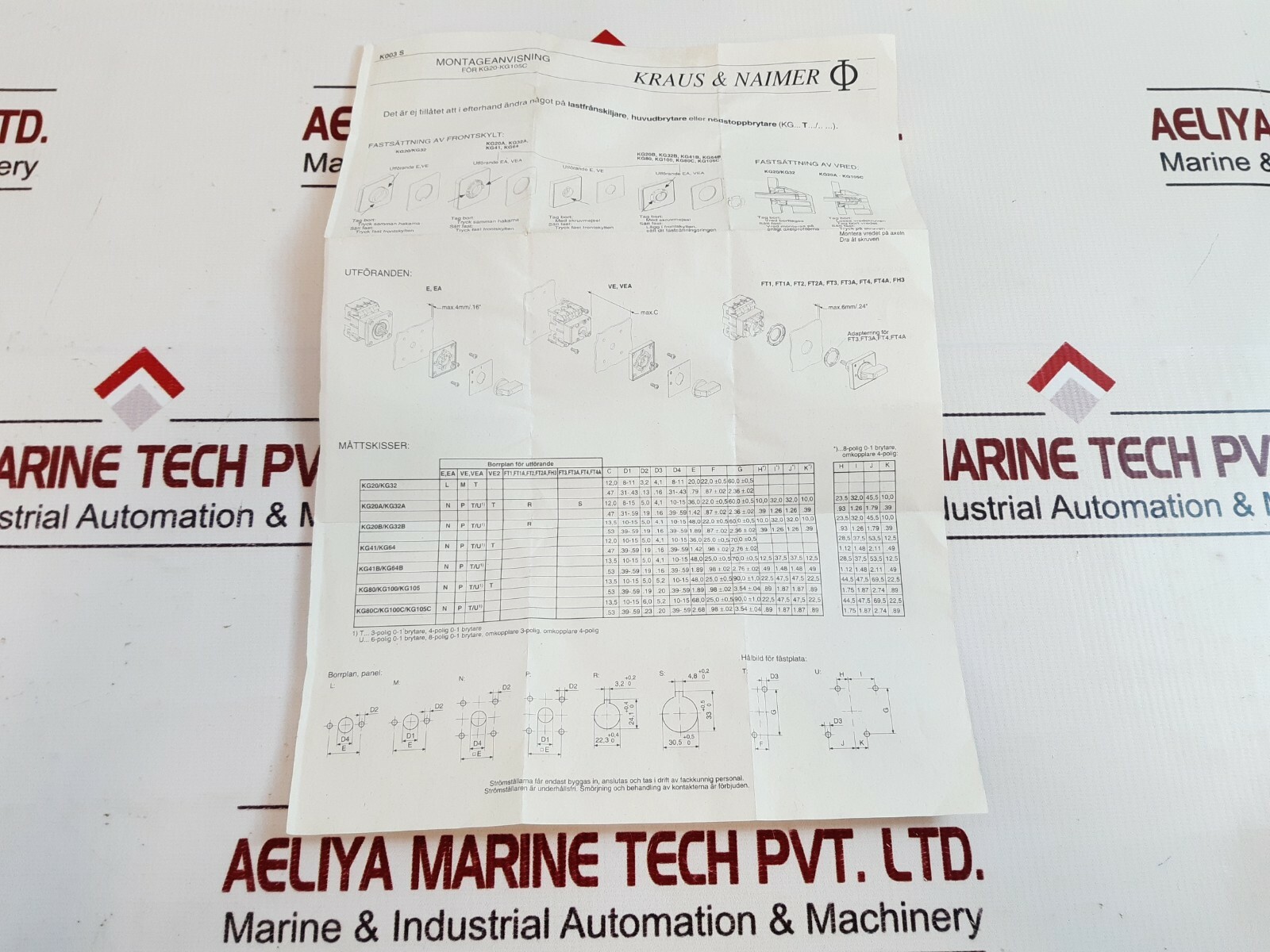 Kraus & naimer kg41 manual motor controller