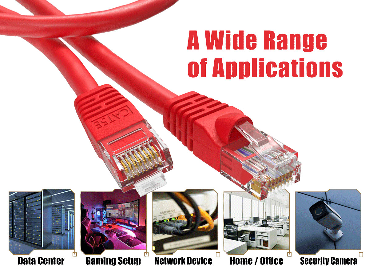 3ft Cat5e UTP Ethernet Network Patch Cable Snagless 24AWG Bare Copper, Red