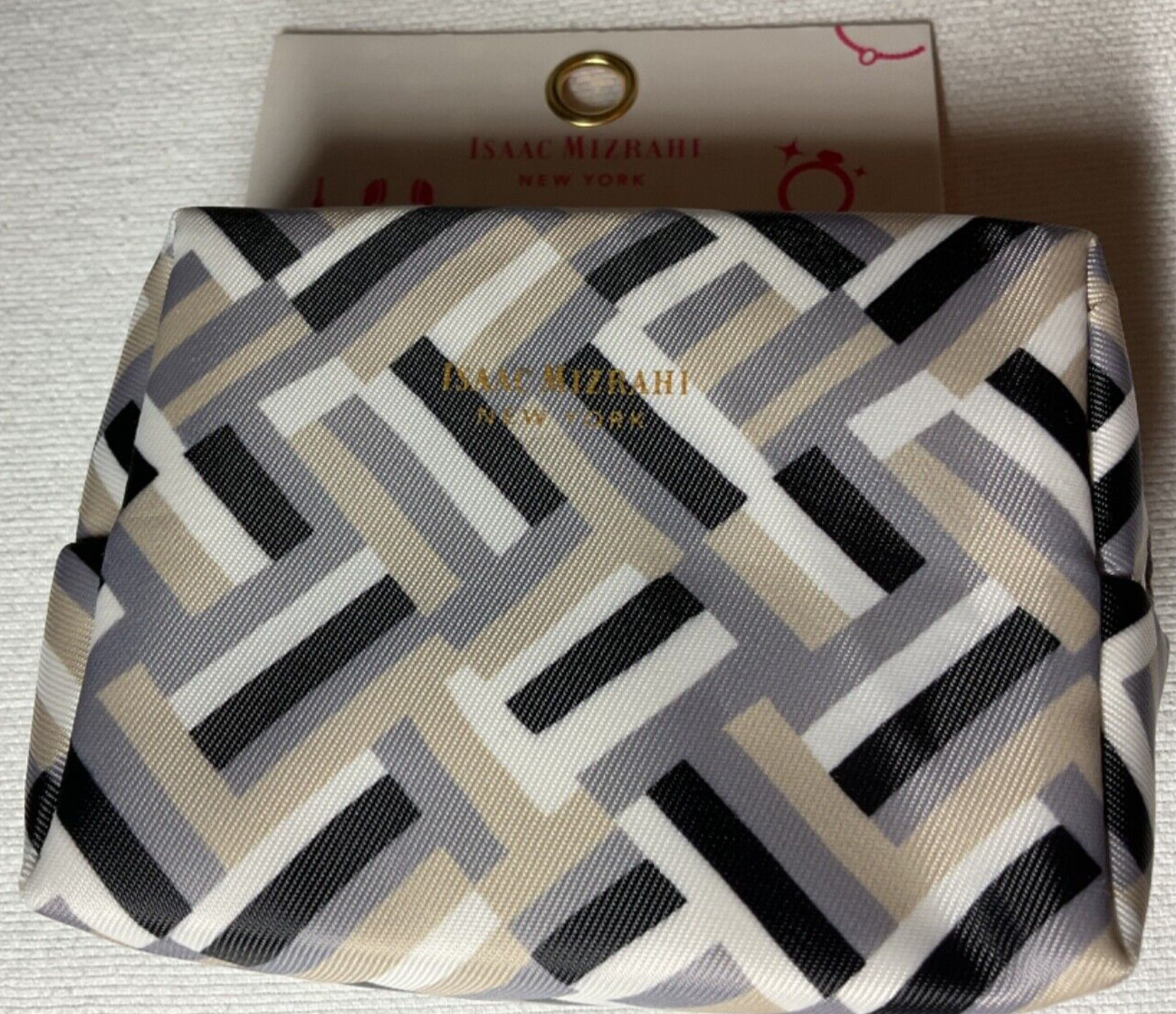 ISAAC MIZRAHI PILL CASE BLACK GRAY TAN 8 DAY PILL ORGANIZER 3  1/2 X 4 1 /2 NIP