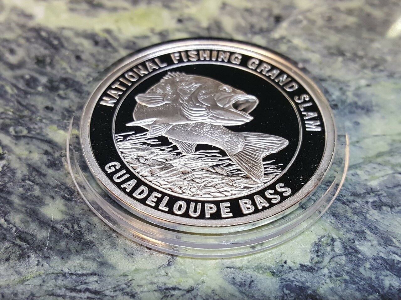 Guadeloupe Bass North American Fishing Club NAFC Grand Slam Silver Plate Coin