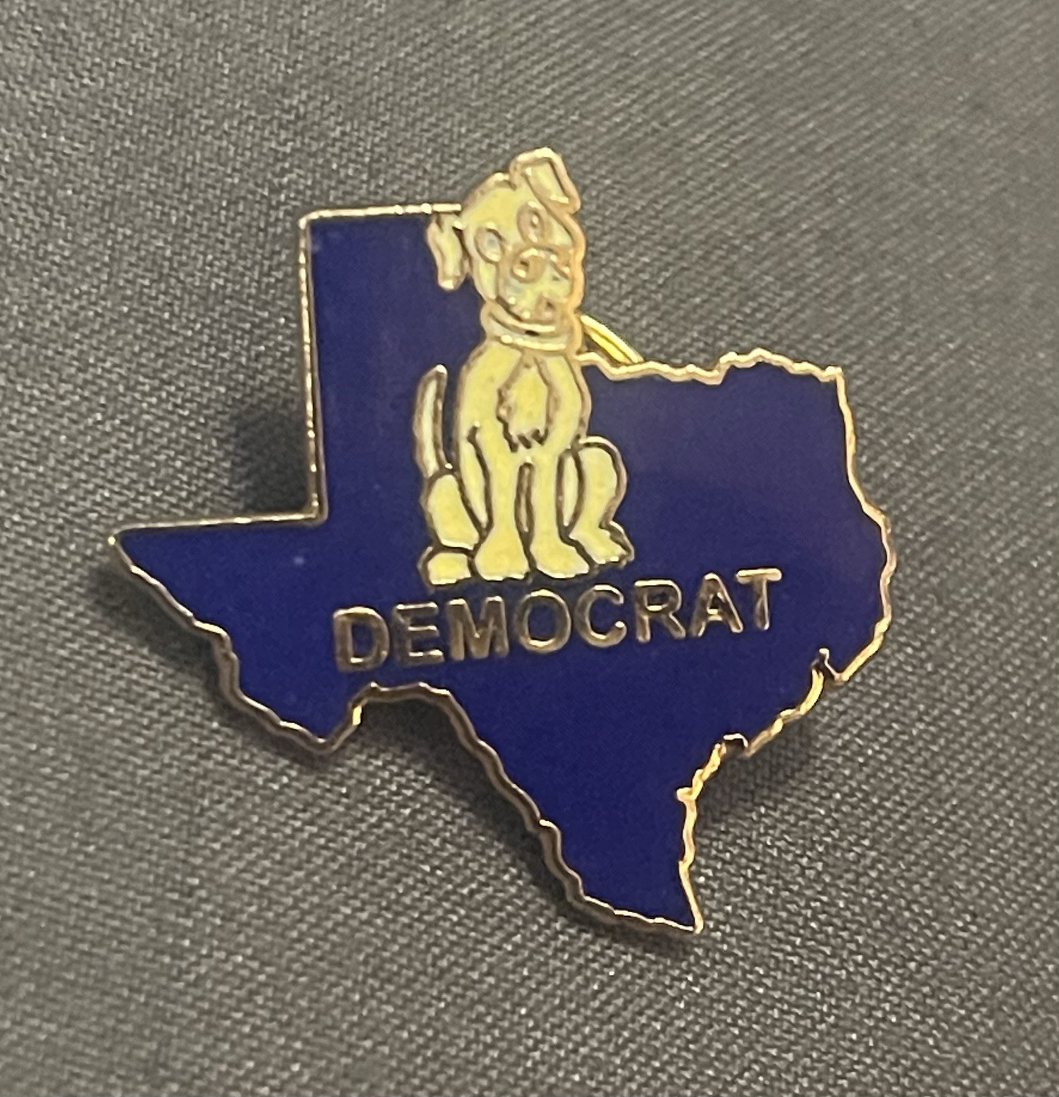 VTG Blue Democrat Dog Pin Texas State Union Made