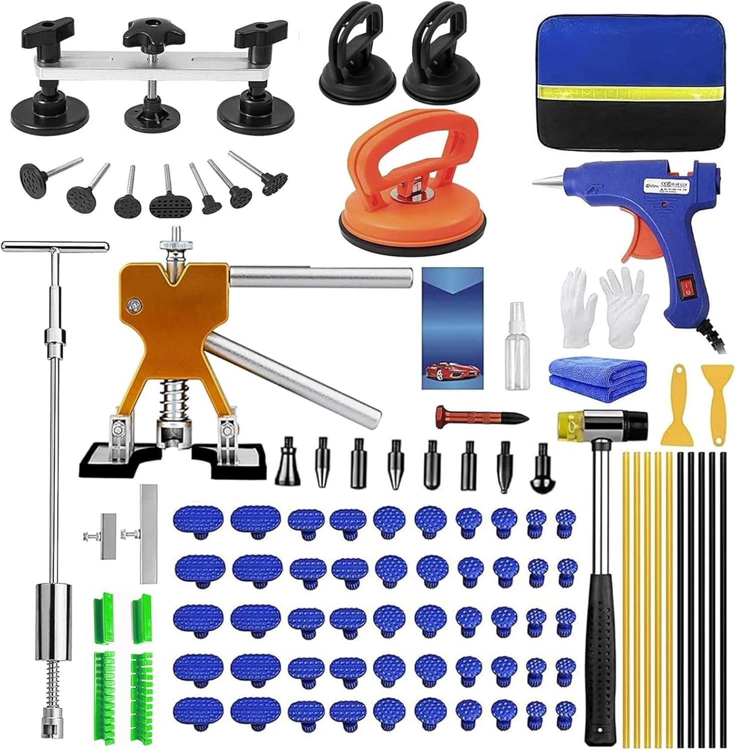 97PCS Paintless Dent Repair Kit Car Dent Puller Tools Golden Lifter Glue Kit