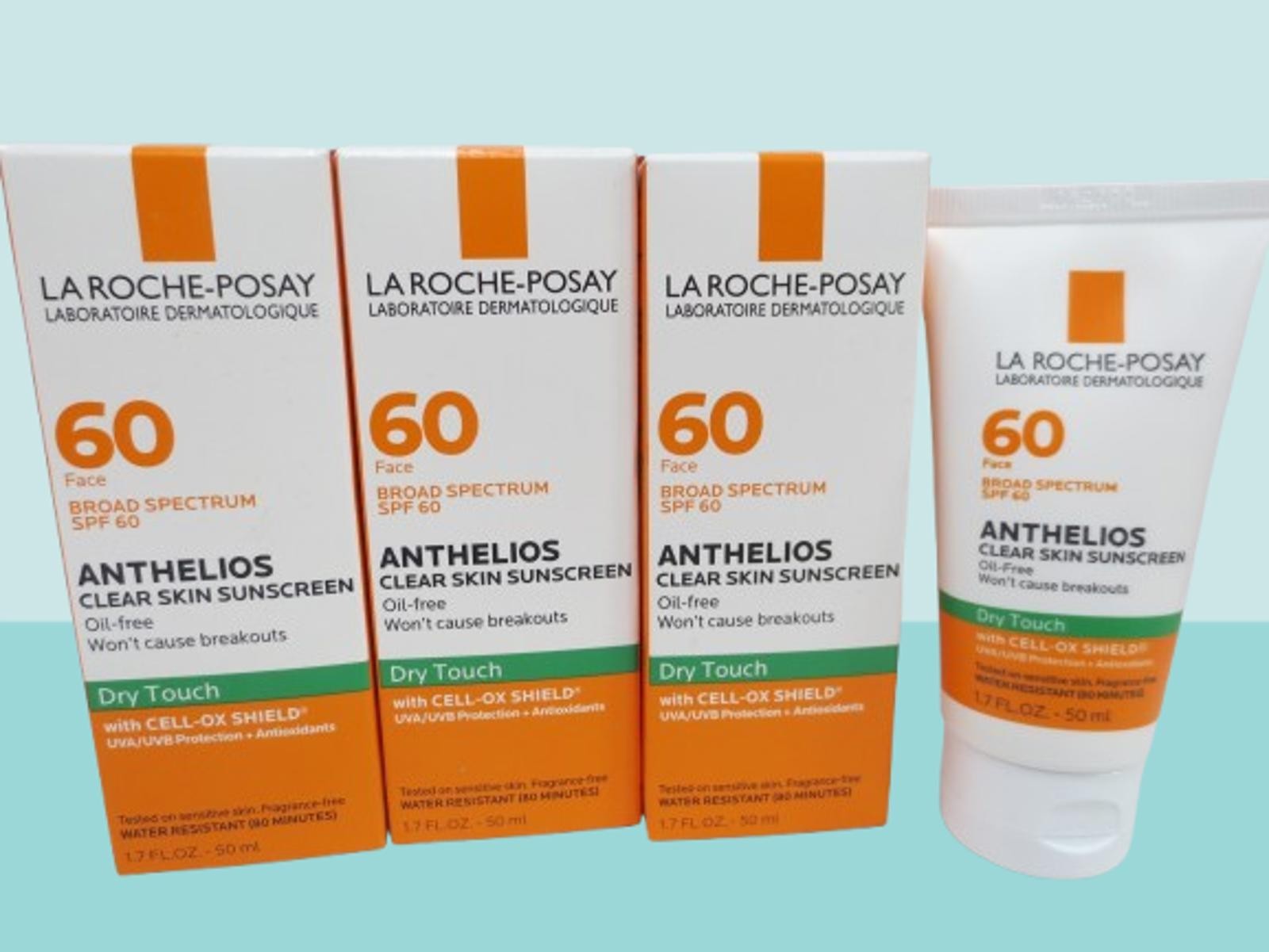 LA ROCHE POSAY ANTHELIOS CLEAR SKIN SPF60 SUNSCREEN DRY TOUCH 1.7OZ EXP:2028 3PC