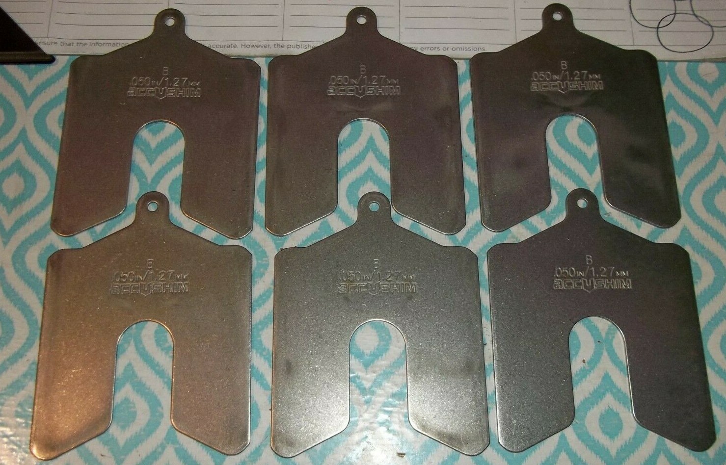 LOT OF 6 ACCUSHIM REPLACEMENT SLOTTED SHIM .050IN / 1.27MM 0.5" 1/2 (137-1)