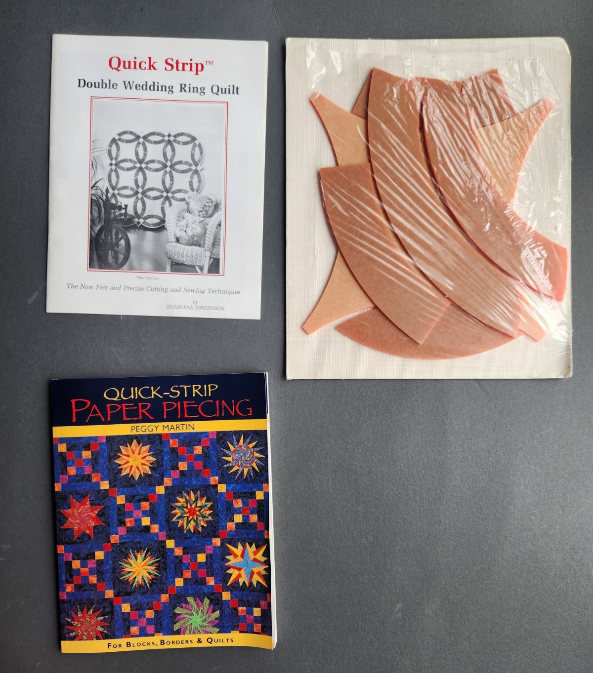 1988 Quick Strip Jorgenson Double Wedding Ring Quilt Acrylic Templates + Book