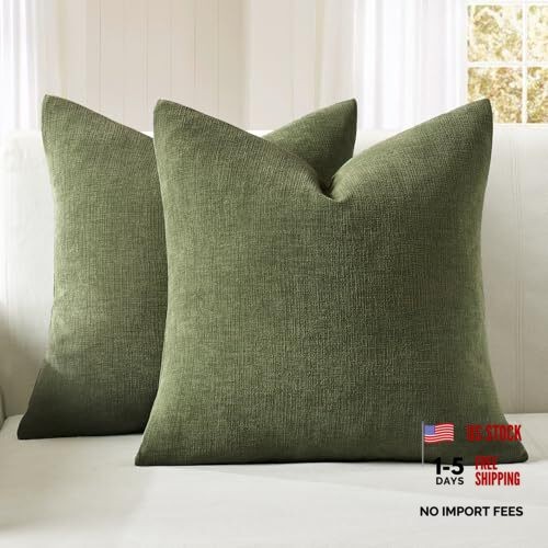 Couch Pillow Covers 18x18 Inch, Set of 2 18" x 18" (Pack of 2) Olive Green