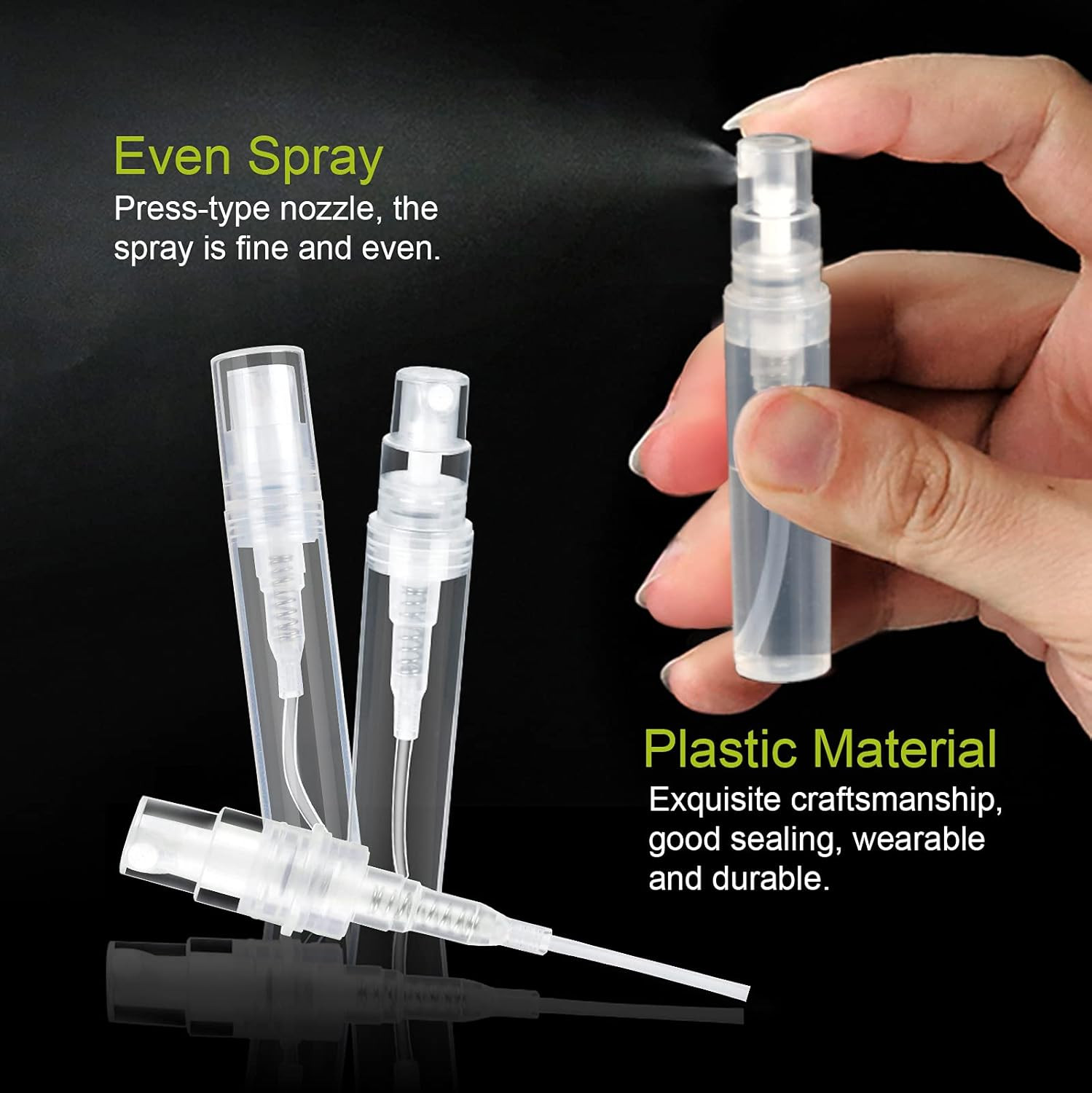 Fandamei 60 Pack 3ml Mini Spray Bottle, Clear Plastic Empty Cute Perfume Atomize