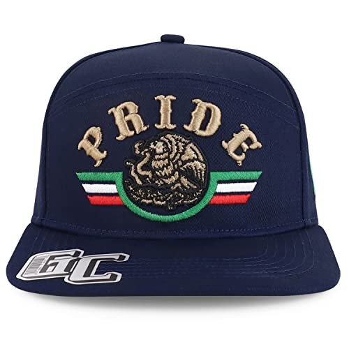 3D Mexico Pride Embroidered Flatbill Snapback Cap One Size Navy