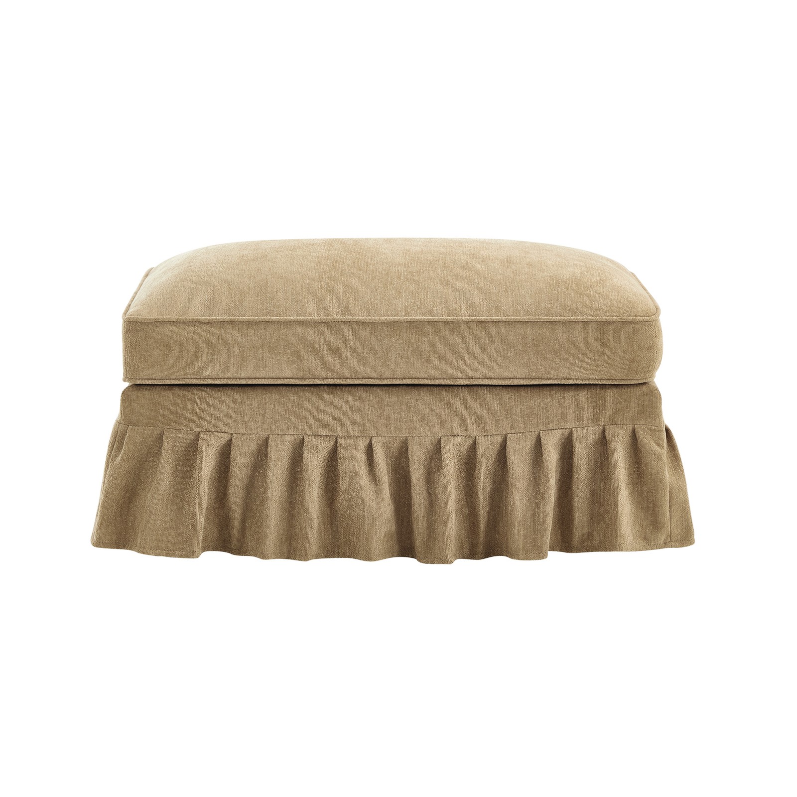 Removable Ruffle Chaise Lounge Ottoman, Light Coffee Chenille Cloud Couch