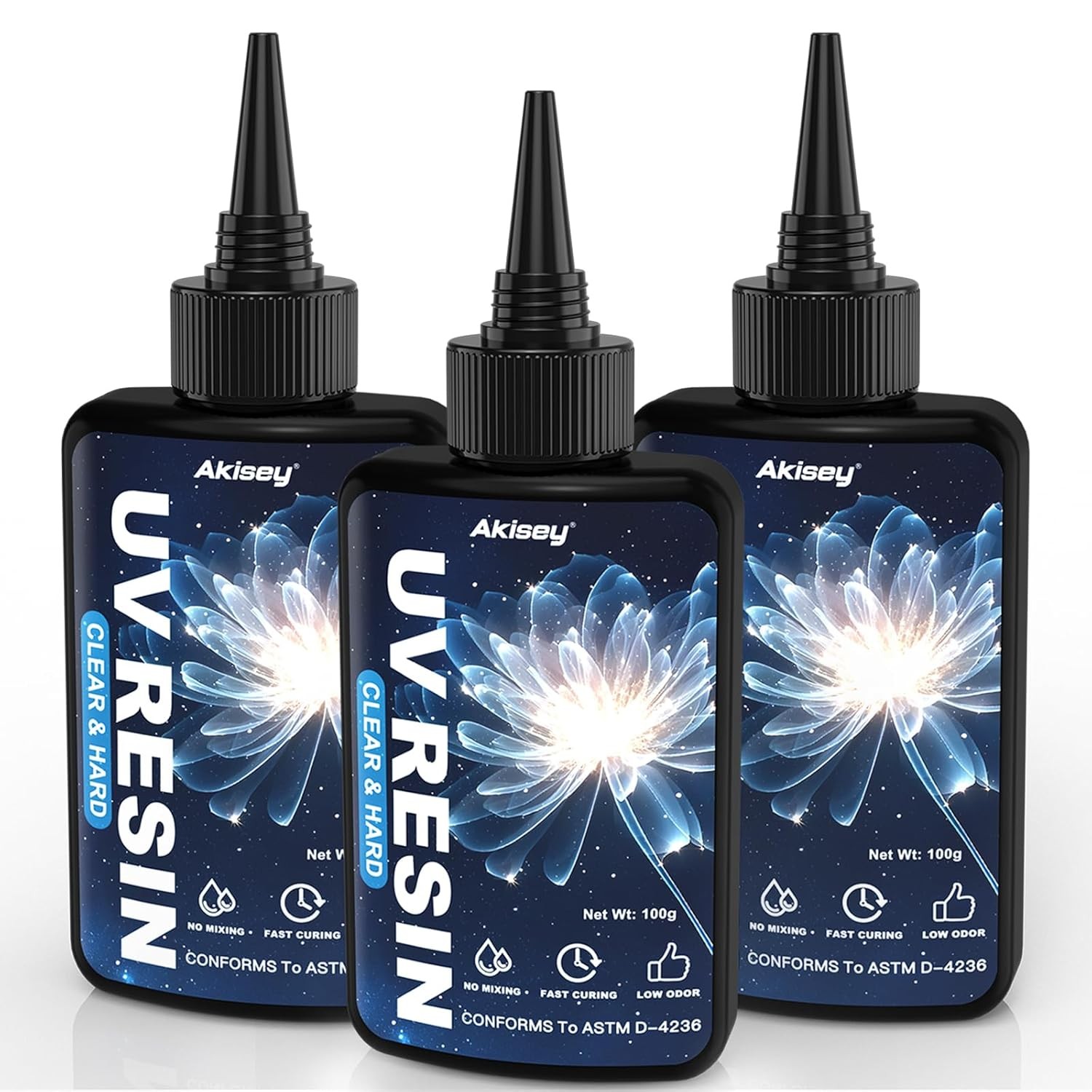 UV Resin 300G, Crystal Clear UV Resin Glue - No-Yellowing, Hard Type, Low Viscos