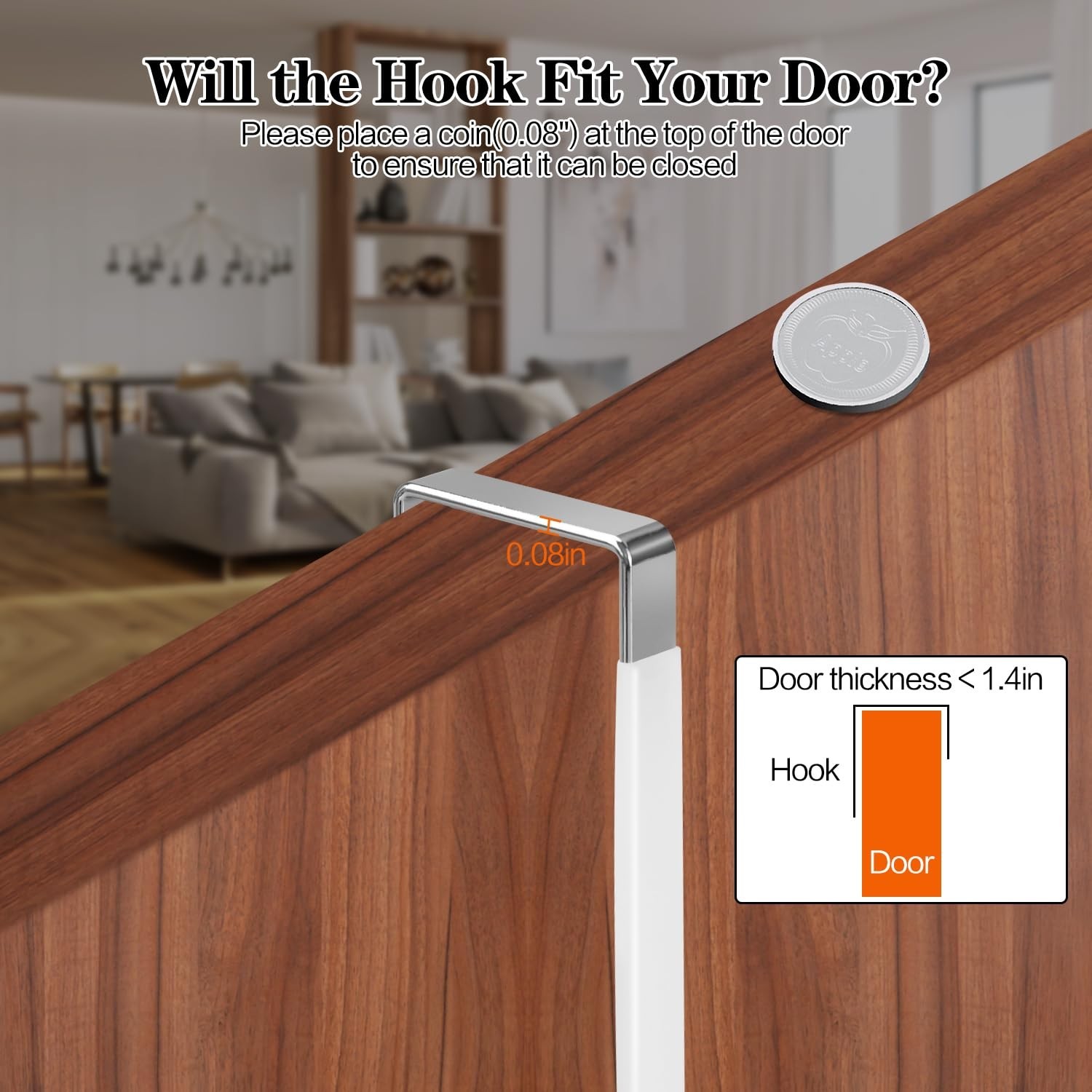 10 Pack Over The Door Hook, Door Hooks, White Rubber Surface Prevent Scratch ...