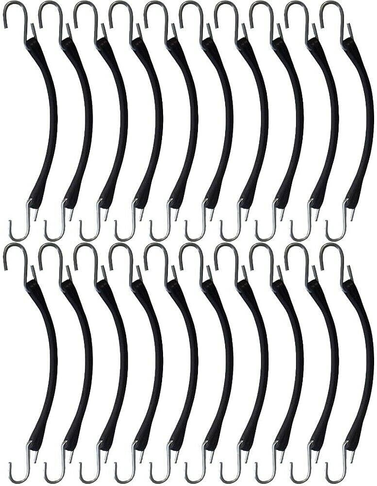 20pack Rubber Tarp Straps 9" Heavy Duty Natural Rubber Tie Down Bungee Cords
