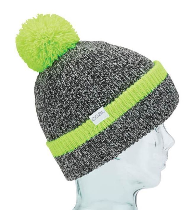 Coal Headwear THE DANNY Womens Mid Length Fit Pom Beanie Black Marl NEW