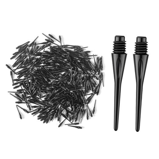 2BA Thread Soft Dart Tips, 300 Pack Plastic Dart Points Replacement, black