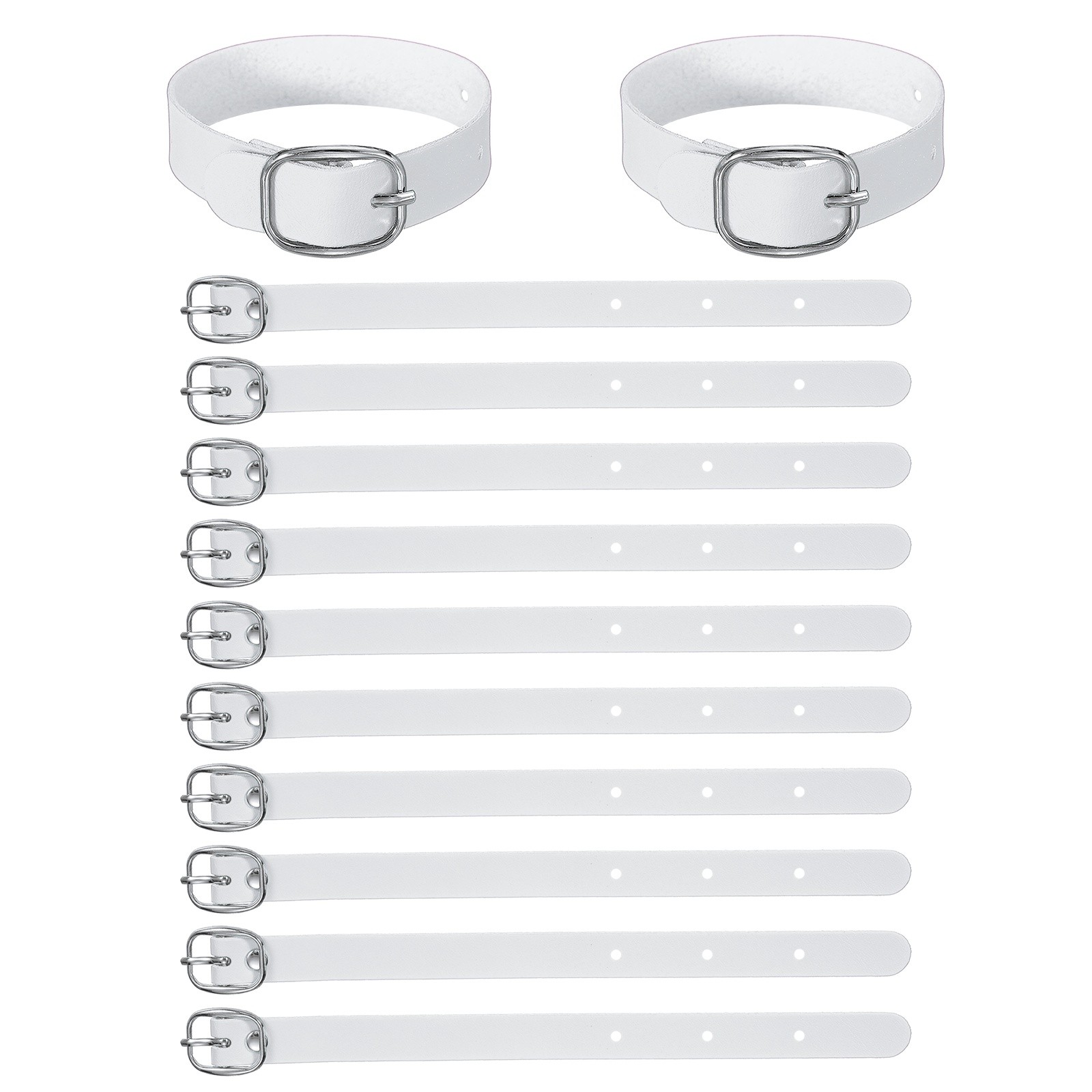15 Pcs Luggage Tag Strap, PU Leather Extender Buckle Straps Adjustable, White