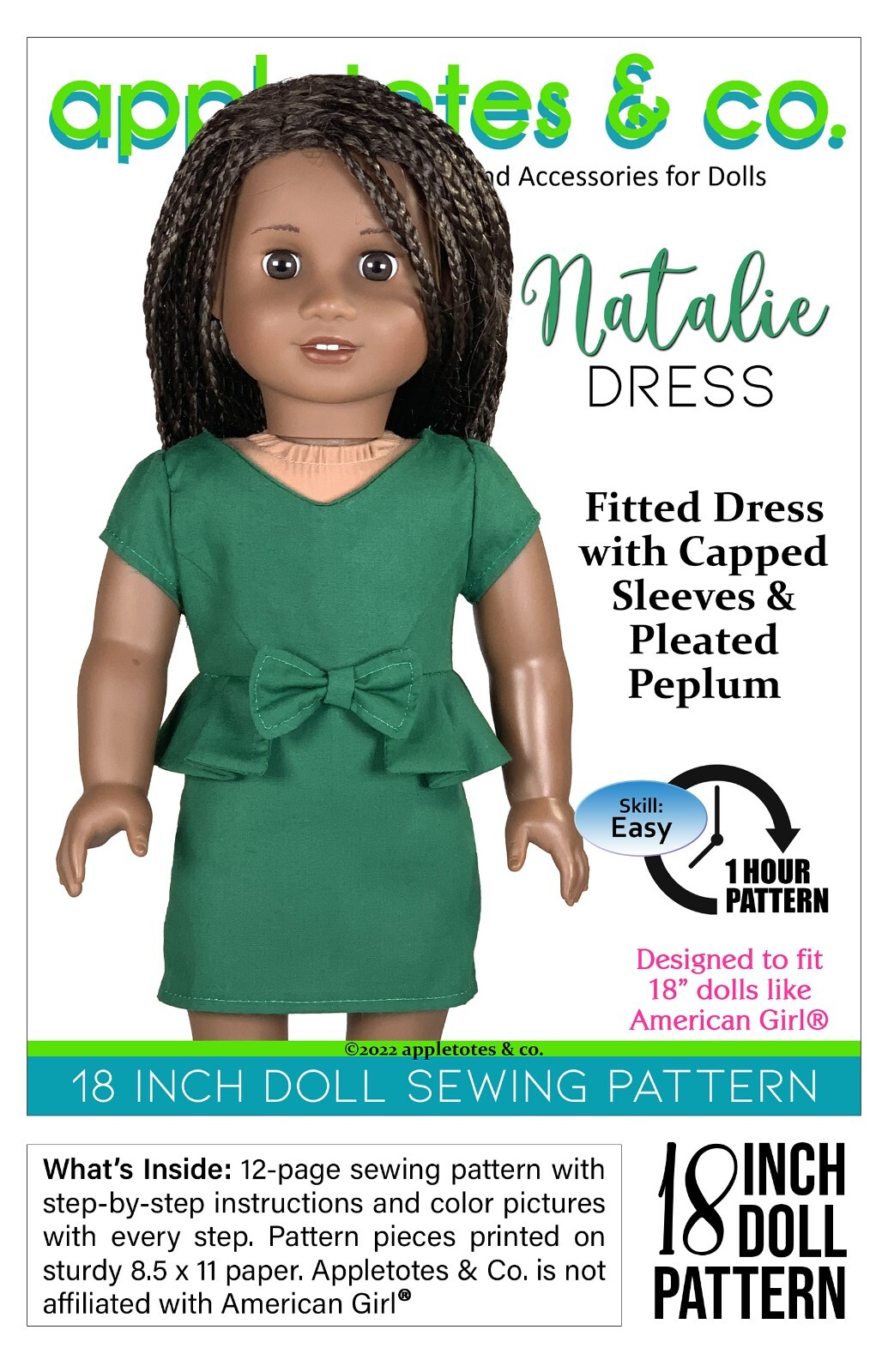 18 Inch Doll Sewing Pattern | Natalie Dress Fits 18" Dolls such as American Girl