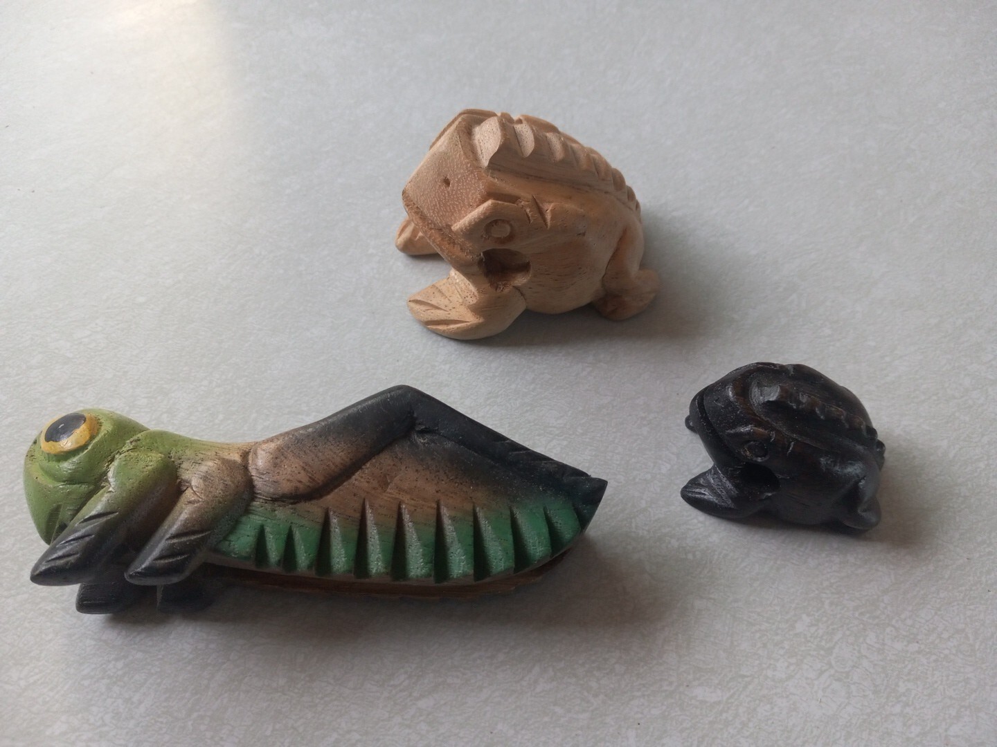 Wood Frogs & Cricket Guiro Rasp Percussion Instrument Tone Block Wood Carved Lot