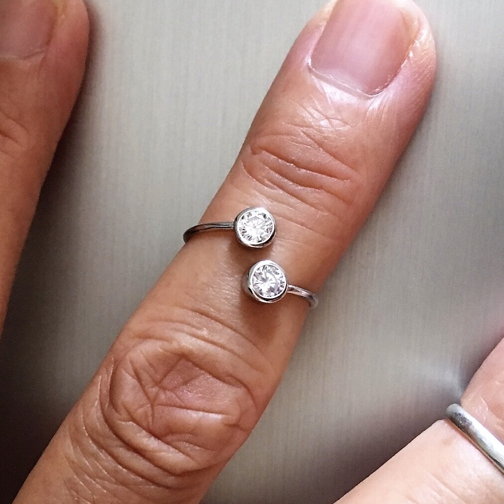 Sterling Silver Round CZ Toe Ring, Silver Ring, CZ Ring