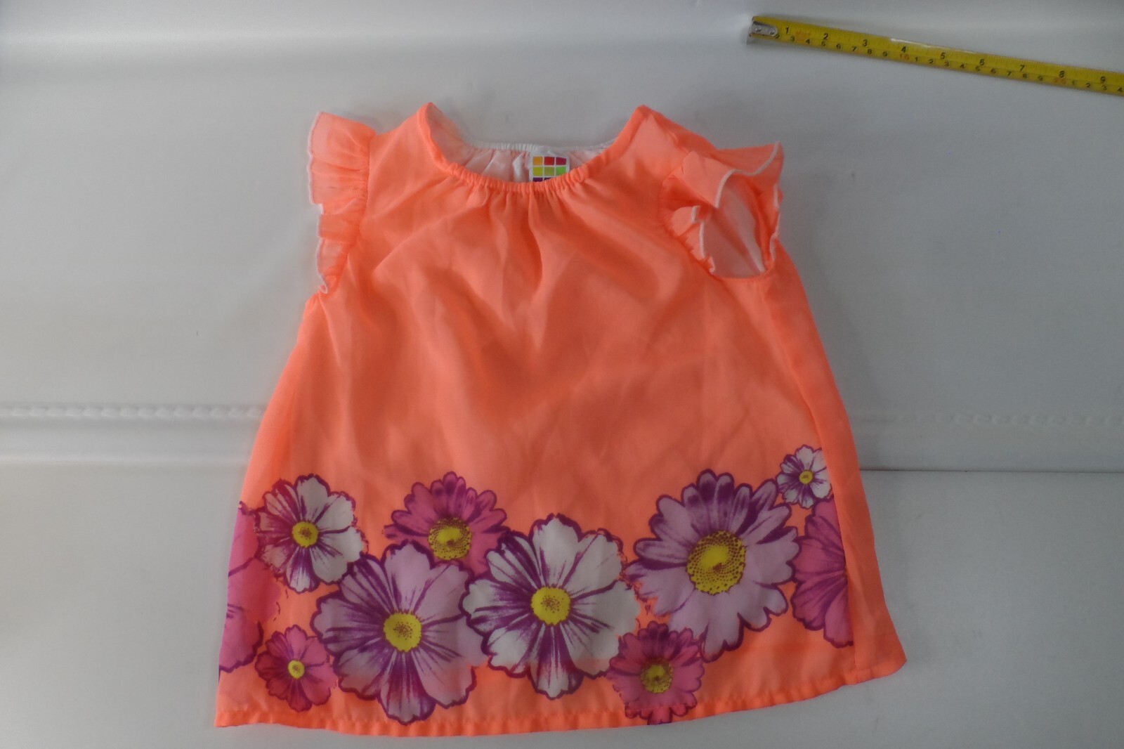 Healthtex Top Kids Girls 24M Orange/Purple Floral Print Ruffle Sleeve Round Neck