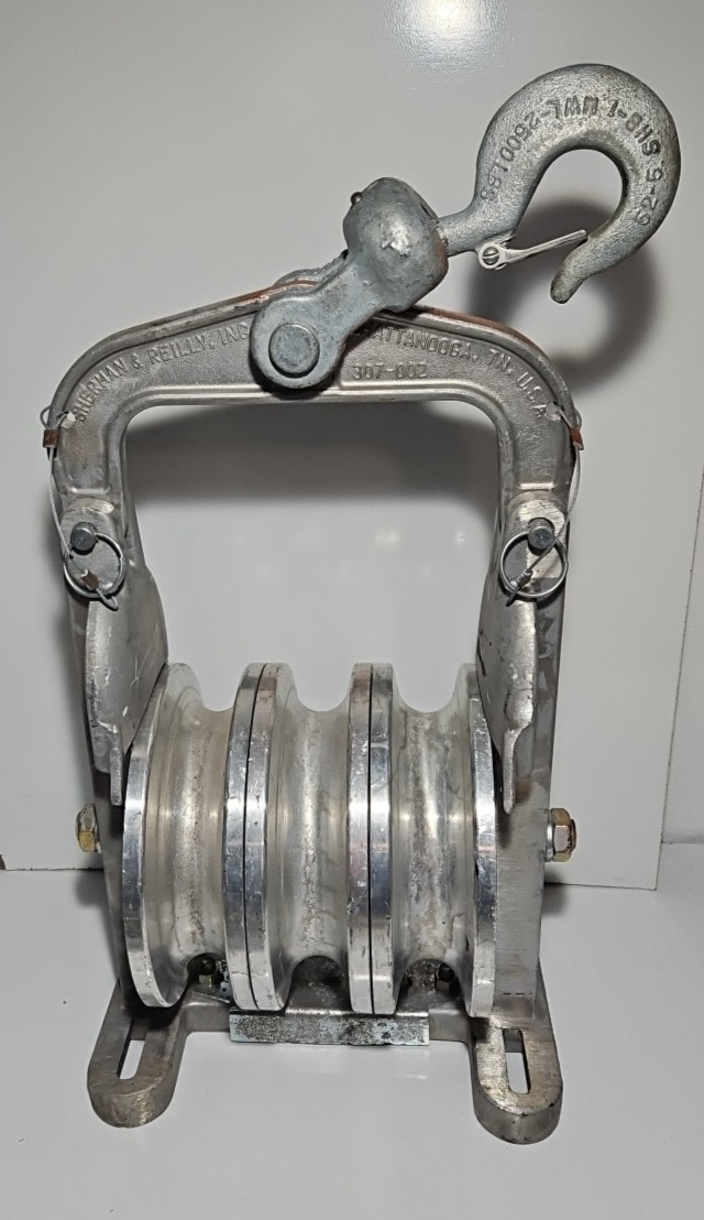 SHERMAN & REILLY 3 Block Pulling Sheave Strain Plate Cable Professional Linesman