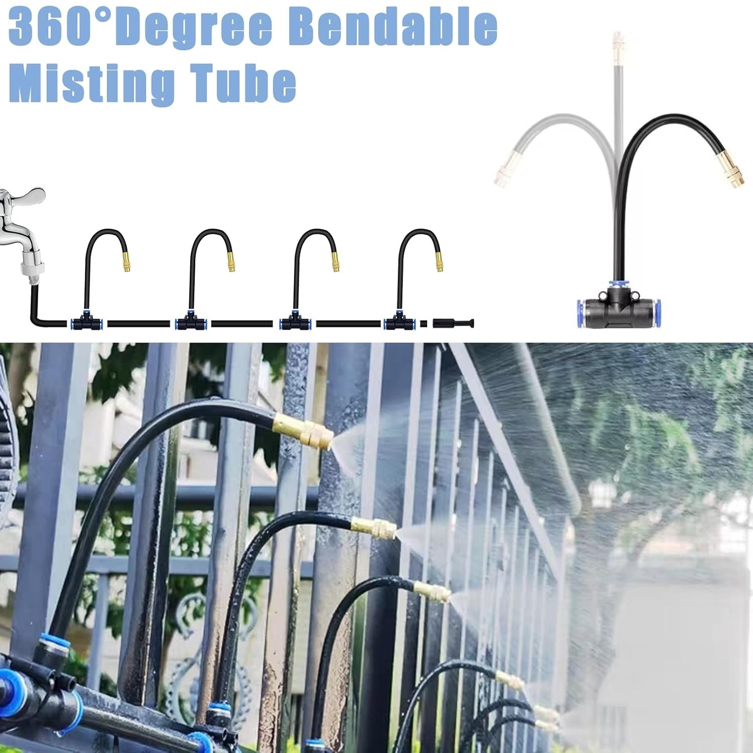 49.21Ft Drip Irrigation System, 360° Bendable Drip Irrigation Kit Automatic I...