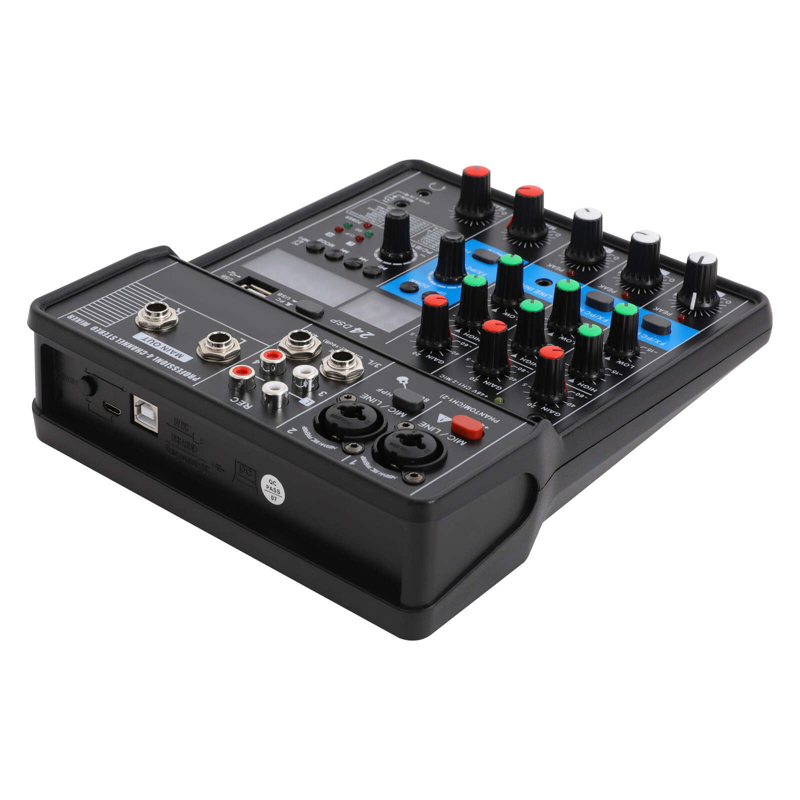 Mini Audio Mixer Bluetooth USB DJ Console 4 Channel Karaoke Live Studio 24 DSP