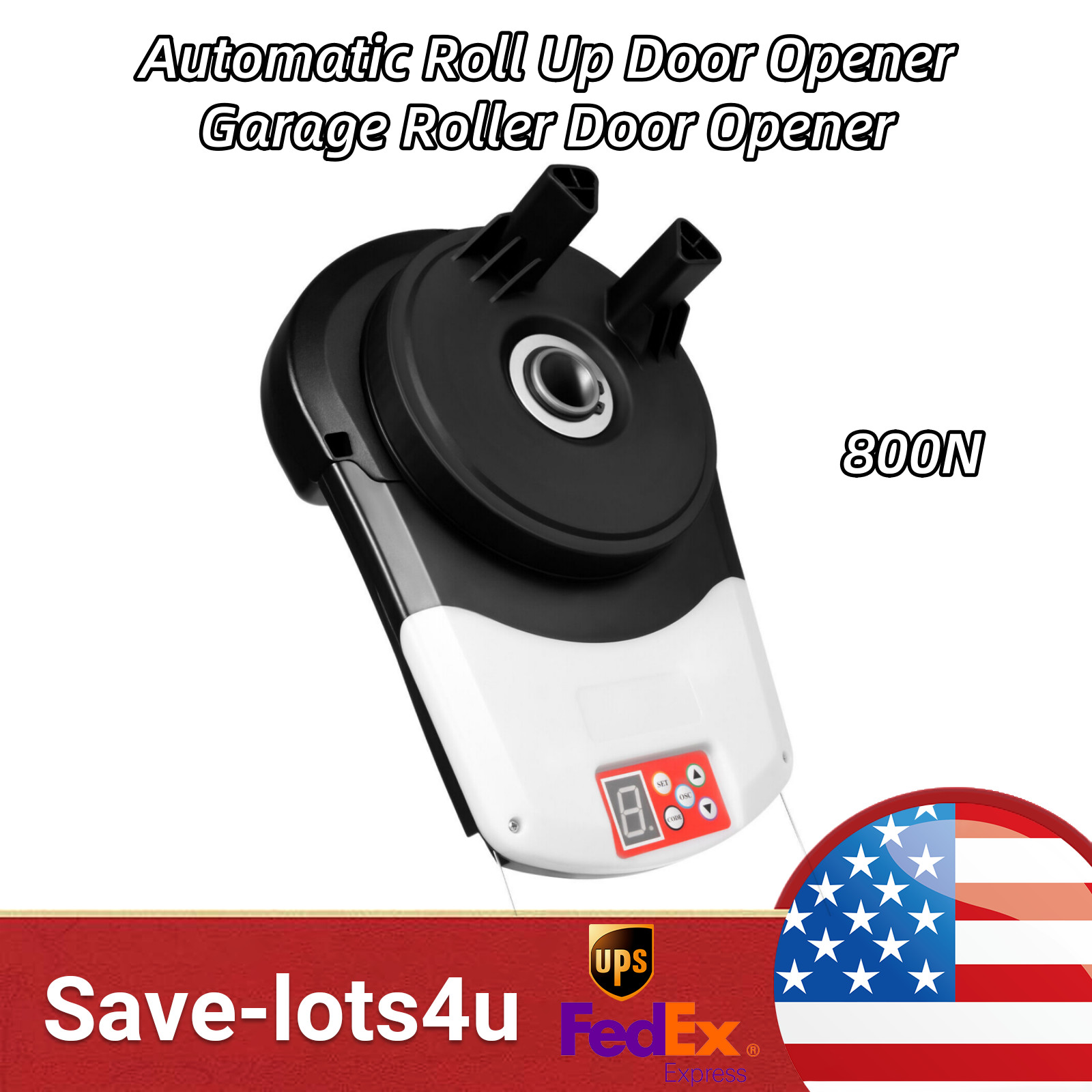Automatic Roll Up Door Opener Garage Roller Door Opener with 2 Remotes 800N