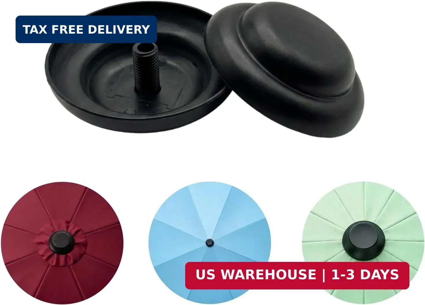 Patio Umbrella Tip Caps Replacement Parts, Black Umbrella Top Screw Cap Cover, E
