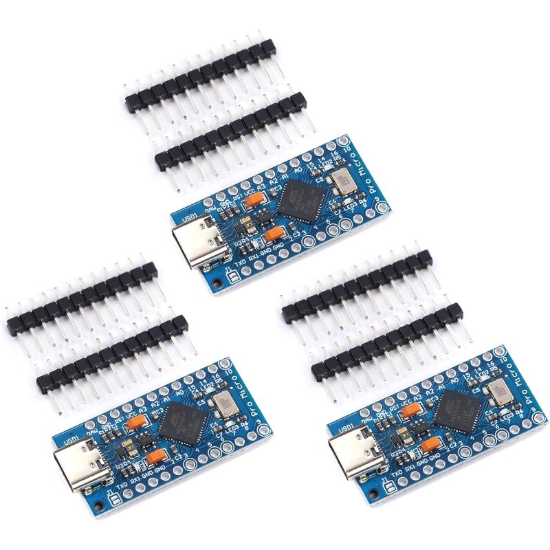 3x Pro Micro Atmega32U4 5V 16MHz Type-C Module Board for Arduino