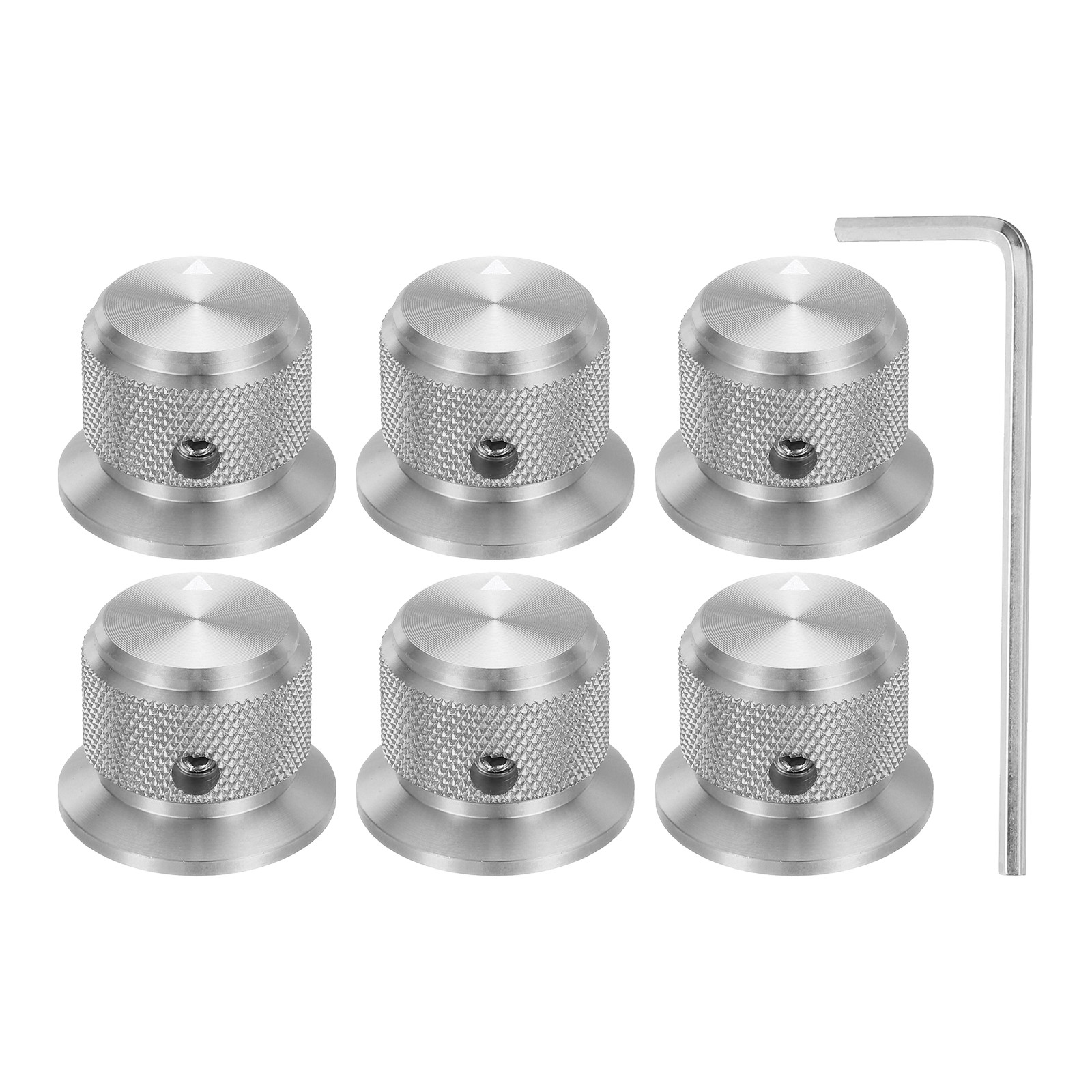6 Pcs Aluminium Knobs with Arrow Indicator, 1/4" (6mm), 3/4" Silver