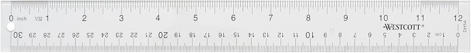 Acrylic Clear Ruler, Easy-to-Read Markings, Scratch-Resistant Design, Raised Be