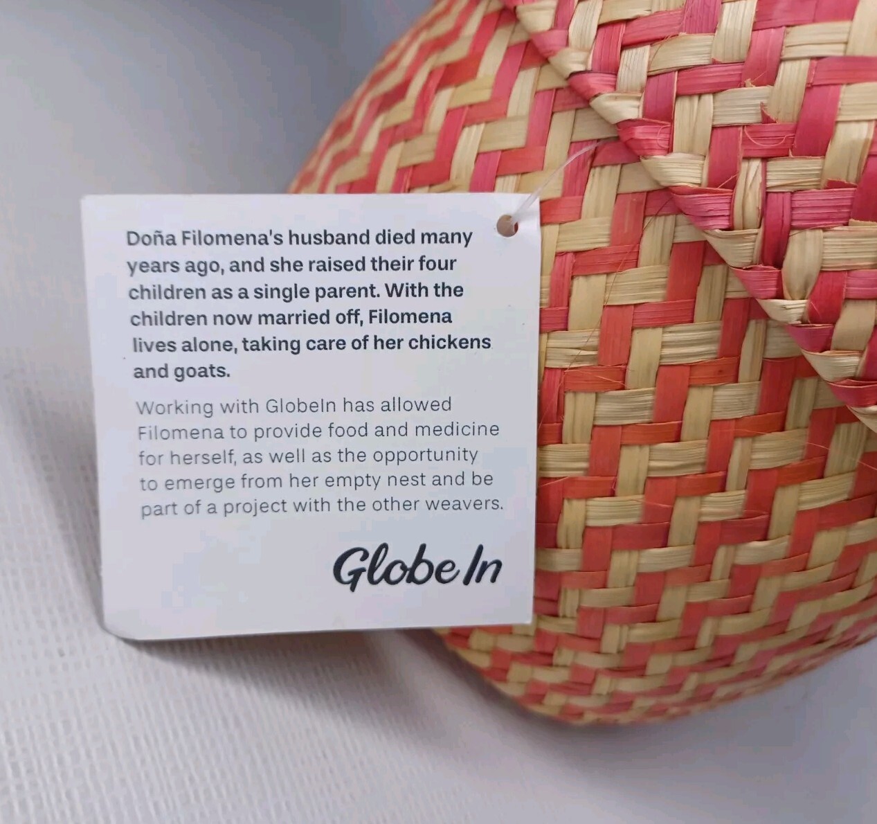 Globe In Handcrafted Woven Palm Leaf Basket With Lid