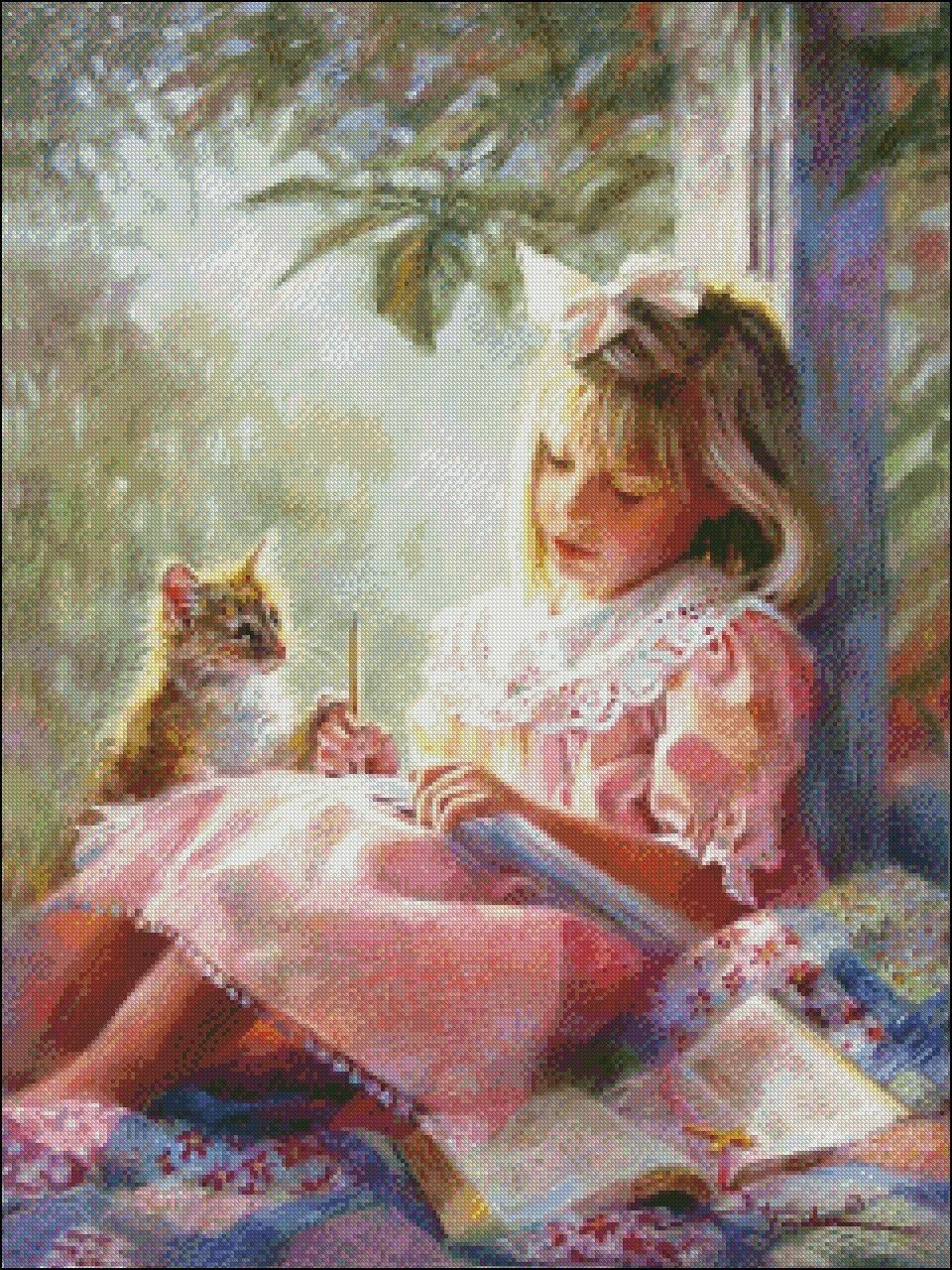 Chart Needlework Crafts DIY - Counted Cross Stitch Patterns - Young Reader