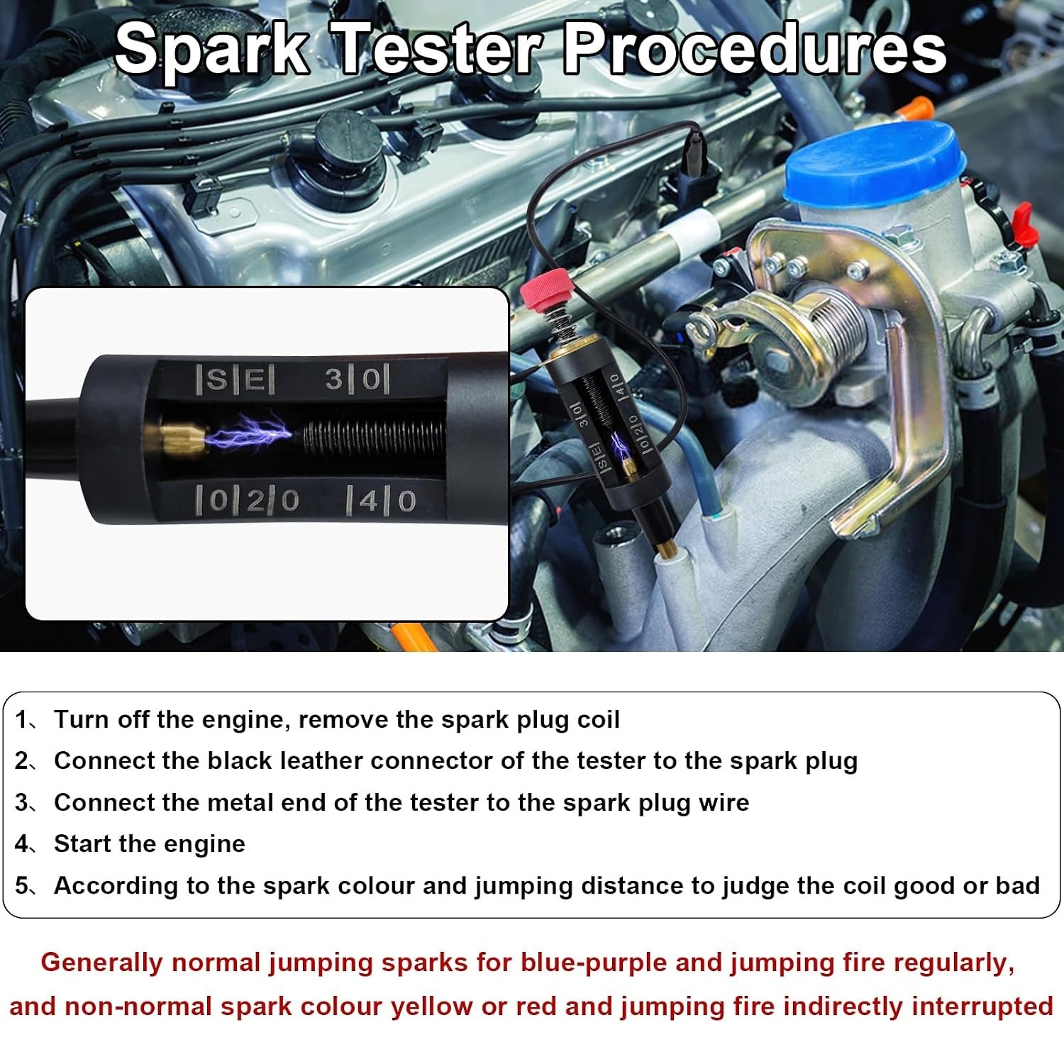 Spark Plug Tester, Adjustable Ignition Coil Tester System, Coil Pack Tester, ...