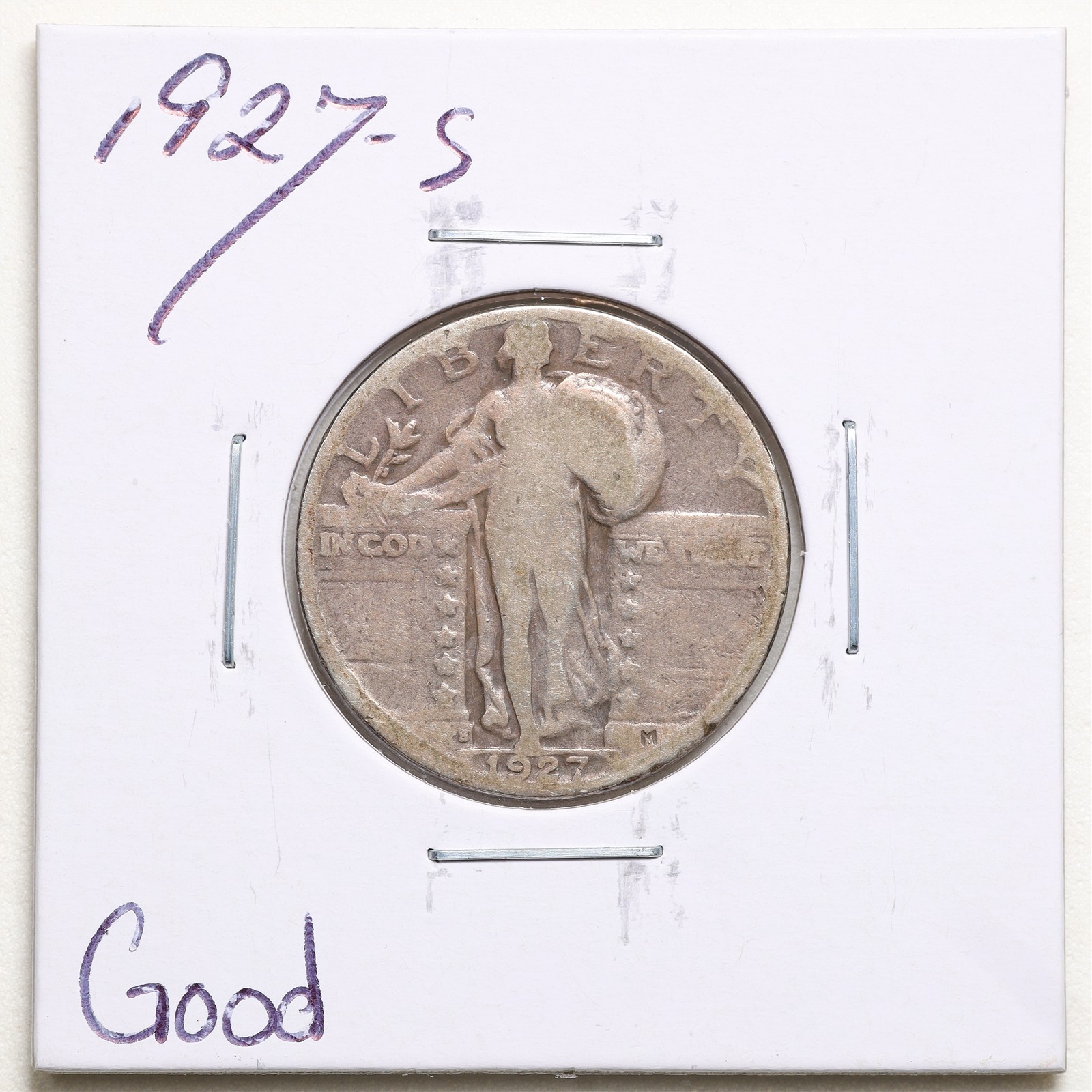 1927-S 25C Standing Liberty Quarter Dollar in Good Condition #7912