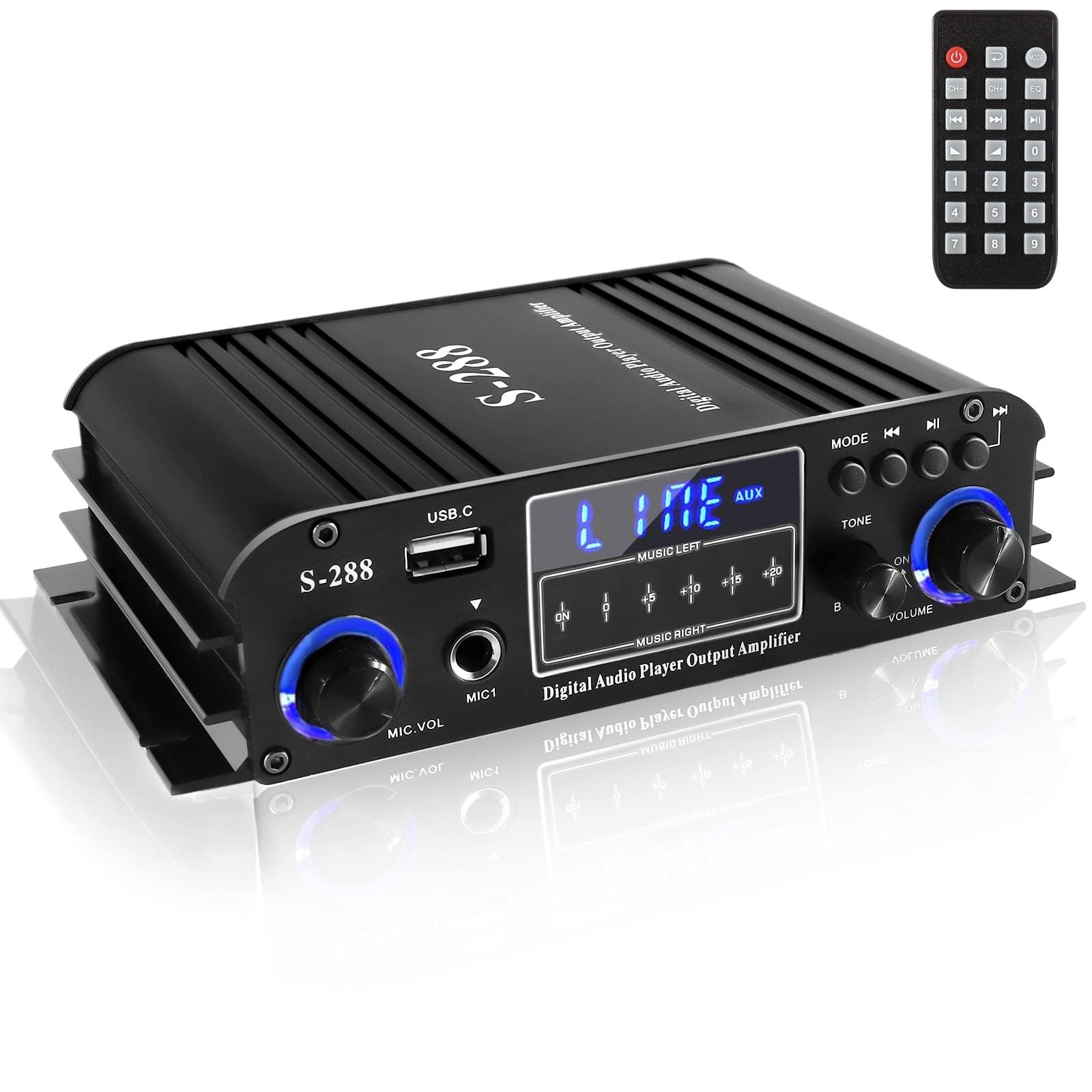 Romicta 4 Channel Bluetooth 5.0 Stereo Amplifier, 50Wx4 Home Audio Stereo Rec...
