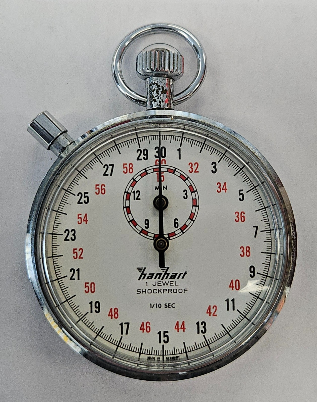 Vintage Hanhart 1 Jewel Shockproof Stop Watch With Leather Holster Works [046WEB