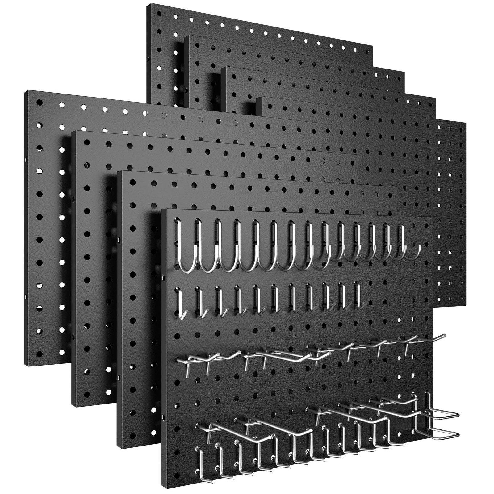 Spampur Peg Board, 8 Pack Metal Pegboard Panels Black Pegboards Wall Organizer