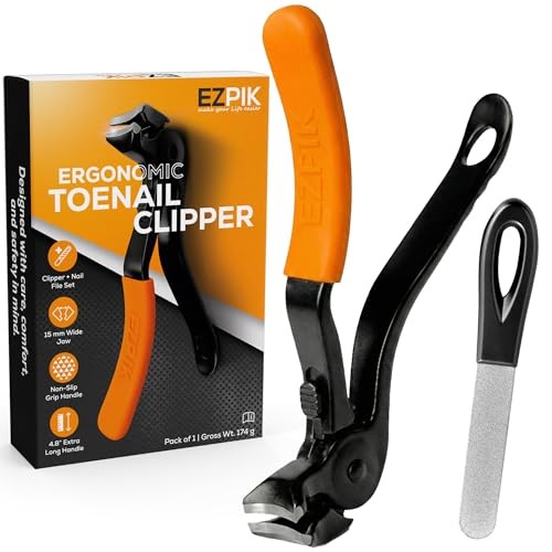 Thick Toe Nail Clippers for Seniors with Nail File Set, Ergonomic Nail Cutter