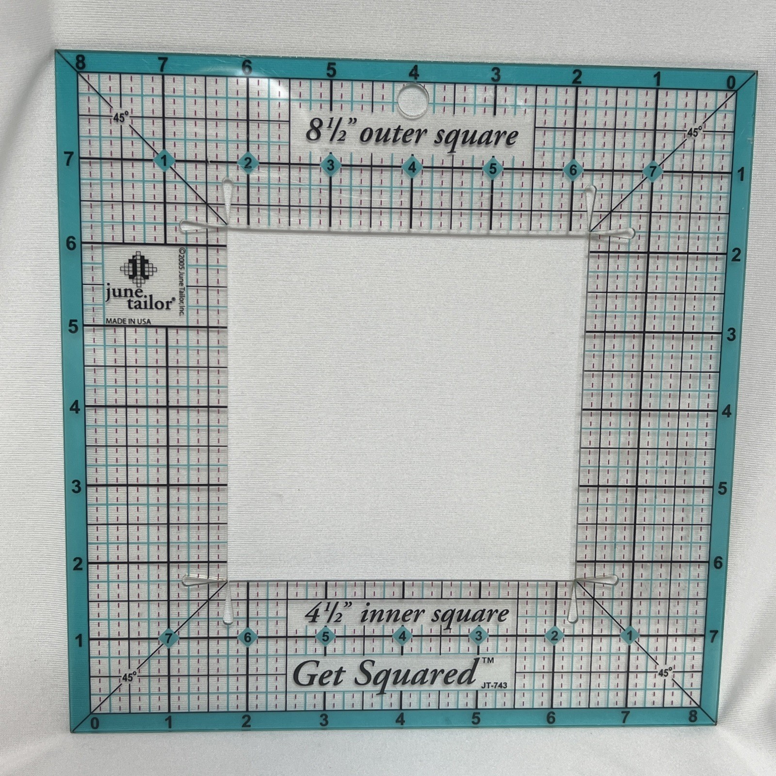 June Tailor Get Squared Quilters Template 8.5" Outer & 4.5" Inner 8 1/2 4 1/2