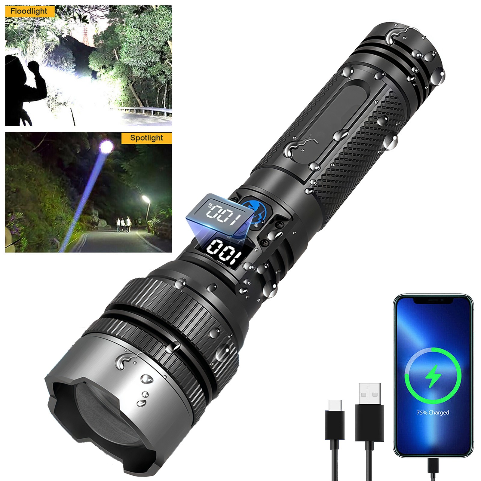 99000000Lumen Super Bright LED Flashlight Rechargeable Tactical Work Light Torch