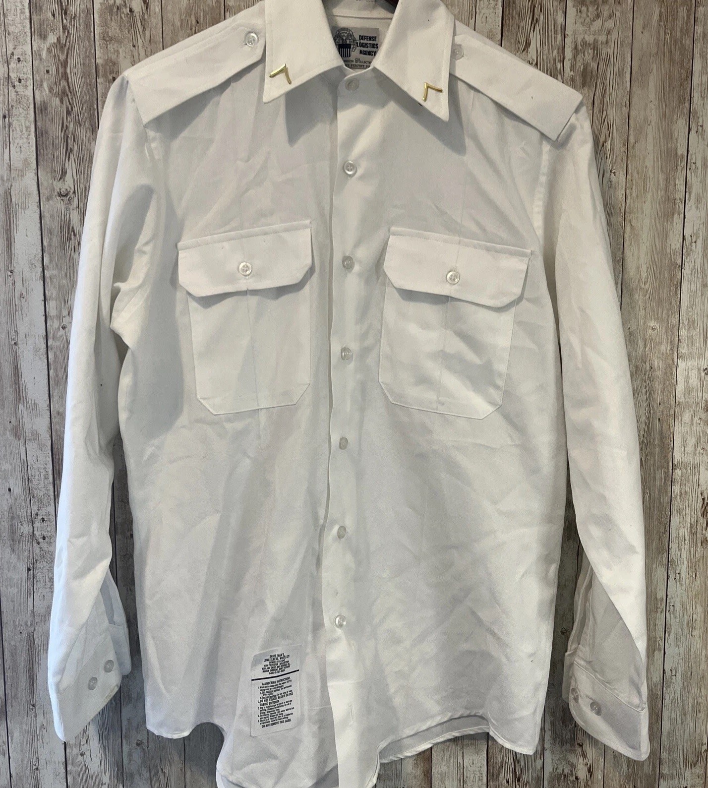 USA Army Defense Logistics Agency White Long Sleeve Dress Shirt 14.5 C- 32/33