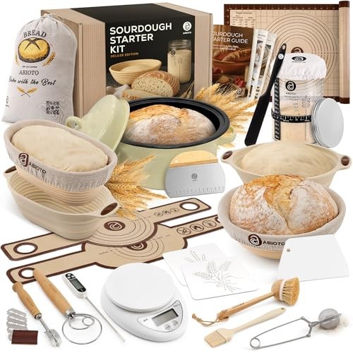 Complete Sourdough Starter Kit with Dutch Oven, Scale, Proofing Baskets & Tools
