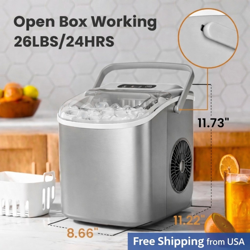 Countertop Ice Maker Machine 26LB/Day Portable Bullet Ice Maker Tested Working