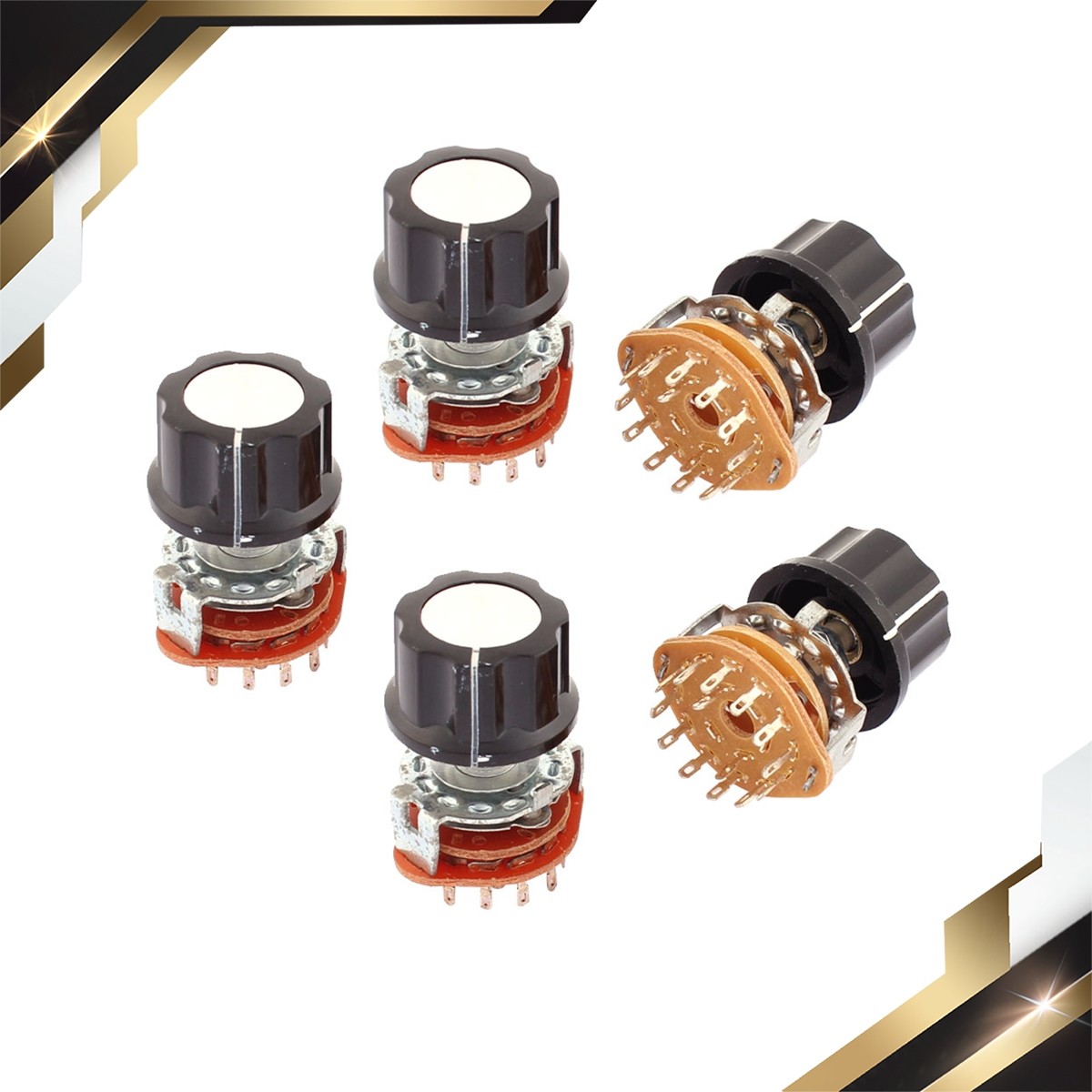 5 Pack 2 Pole 6 Position Channel Selector Rotary Switches