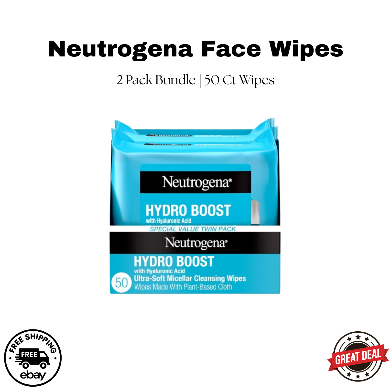 Neutrogena Hydro Boost Micellar Cleansing Wipes 50ct – Hydrating Makeup Remover