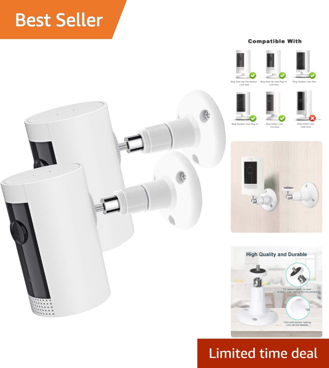 Sturdy ABS Plastic Camera Wall Mount - Easily Installs for Safe Surveillance