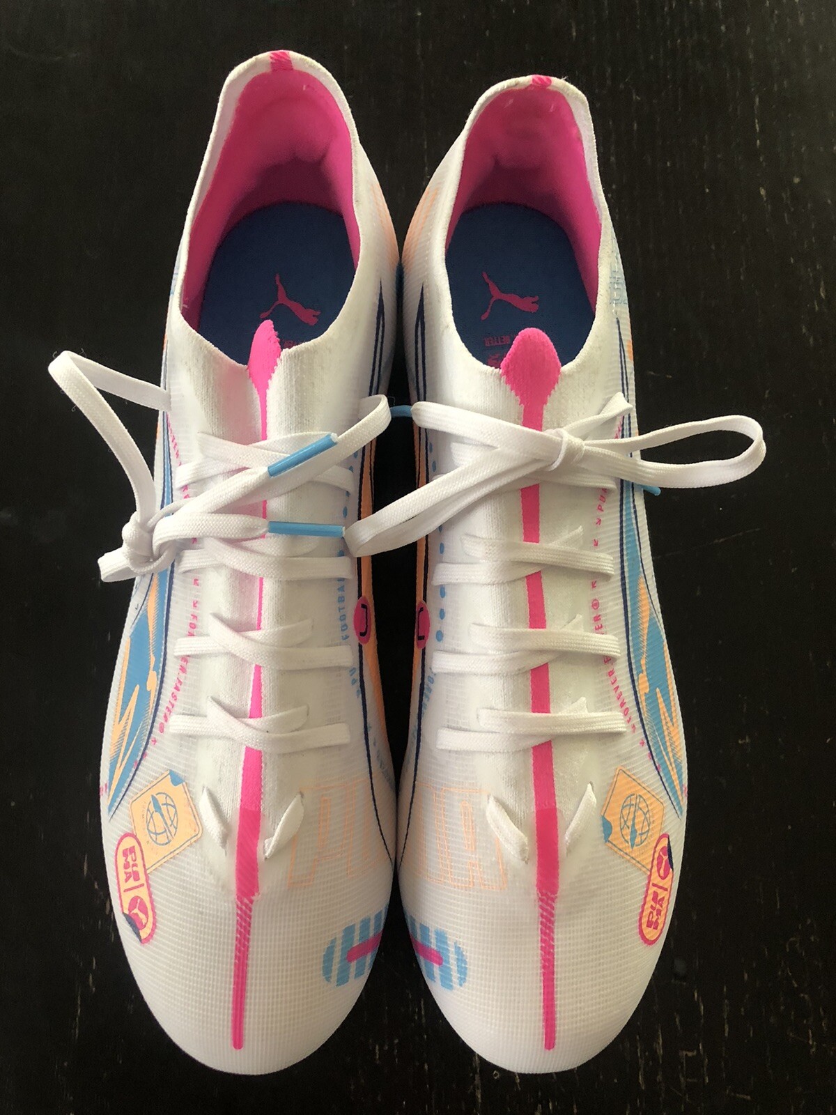 Puma Men’s Ultra 5 Match Firm Soccer Cleats Shoes Size US 10 EU 43 UK 9 Wht/pink