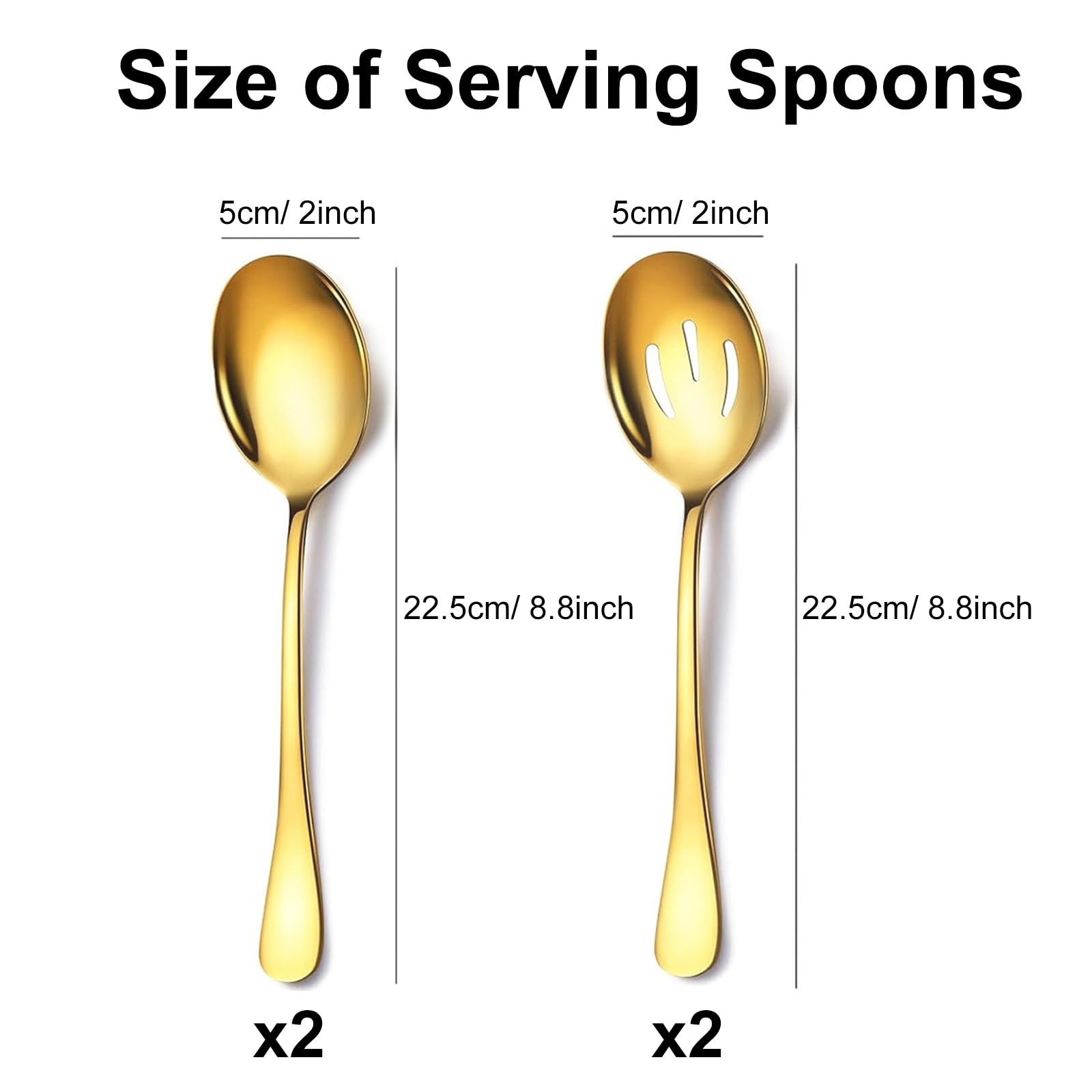 4 Pieces Serving Spoons Set, Includes 2 Serving Spoon and 2 Slotted Spoon, 8....